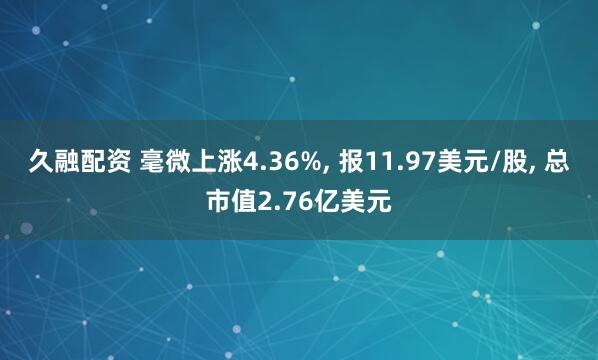 久融配资 毫微上涨4.36%, 报11.97美元/股, 总市值2.76亿美元